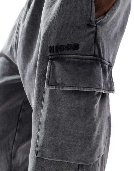 Nicce washed cargo sweatpants in gray part of a set ASOS - Main Image