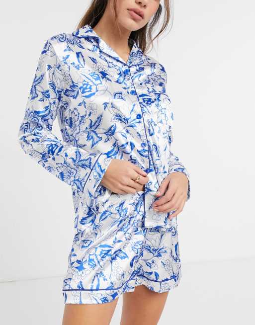 NIGHT 5-piece sleepwear gift set in blue floral print