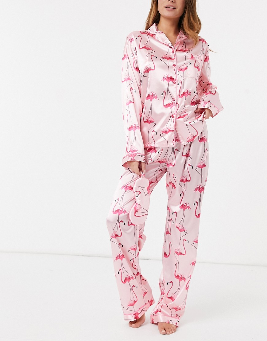 Night 6 piece flamingo pyjama gift set in pink