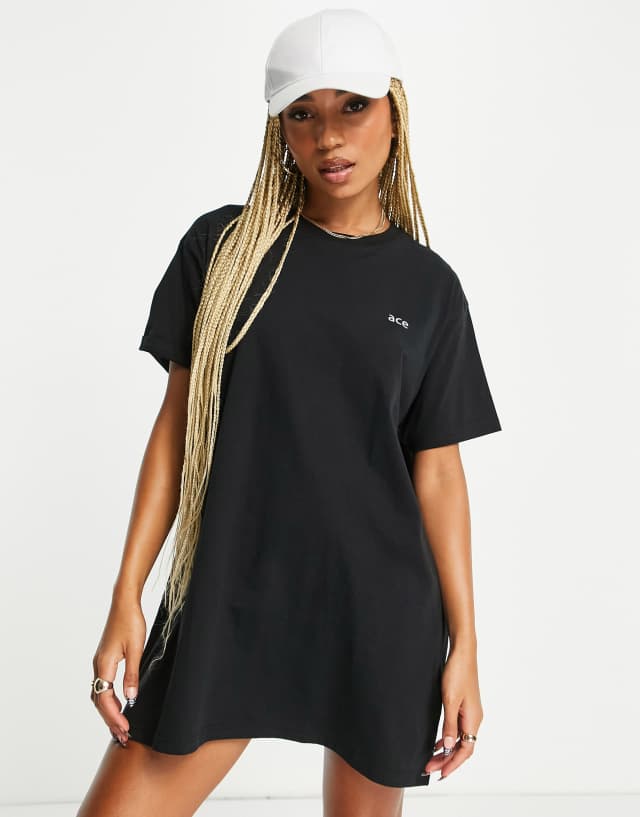 Night Addict ace oversized t-shirt dress in black