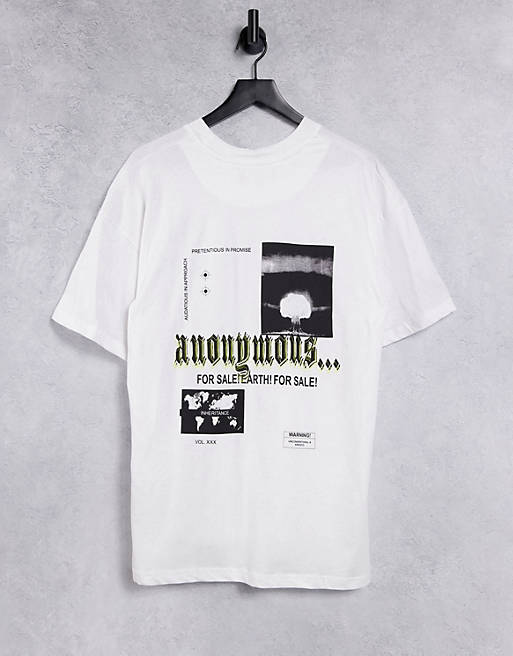 Night Addict anomynous back printed t-shirt in white