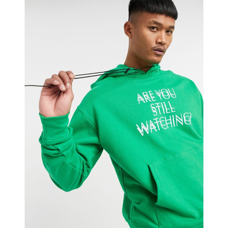 Night Addict are you still watching hoodie in green ASOS