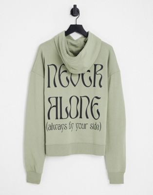 Night Addict back print hoodie in light green