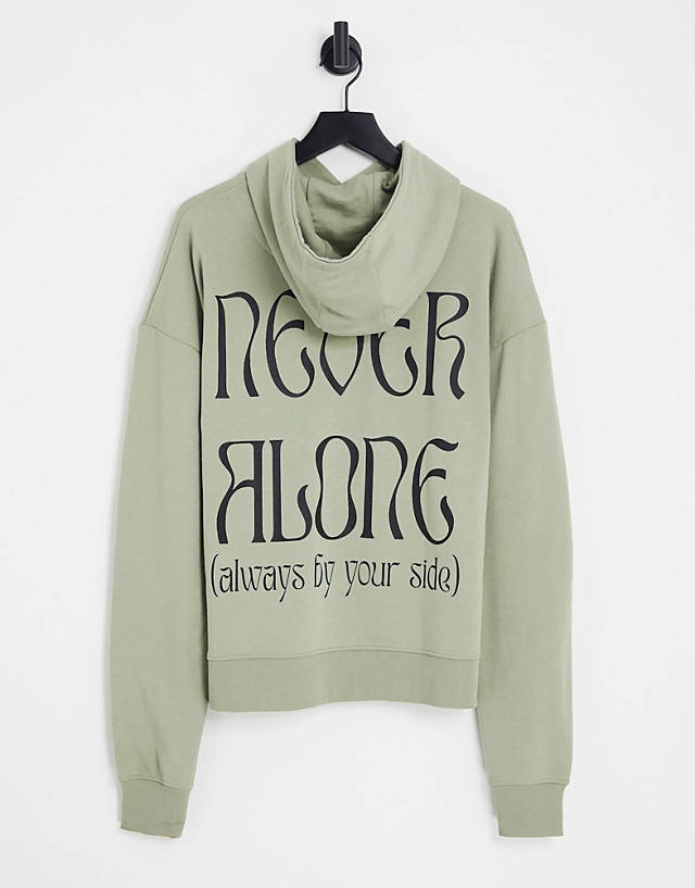 Night Addict - back print hoodie in light green