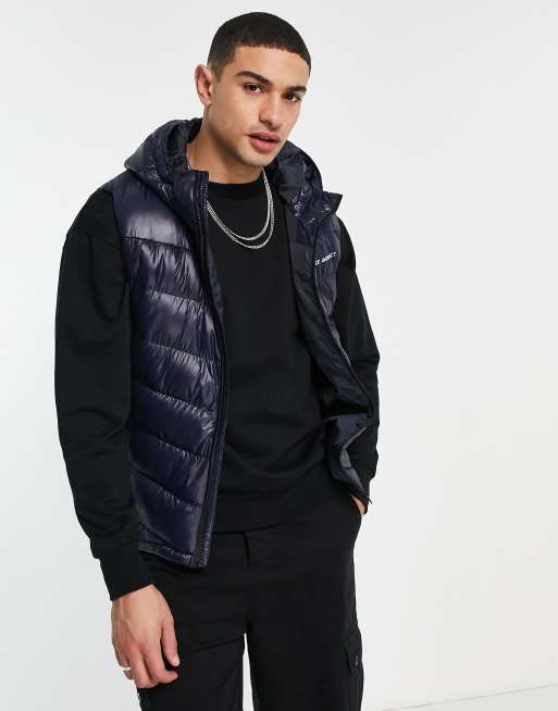Night Addict - Bodywarmer met logo en capuchon in marineblauw