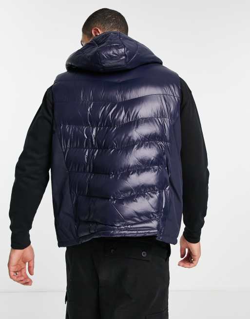 Night Addict - Bodywarmer met logo en capuchon in marineblauw, 4 van 4