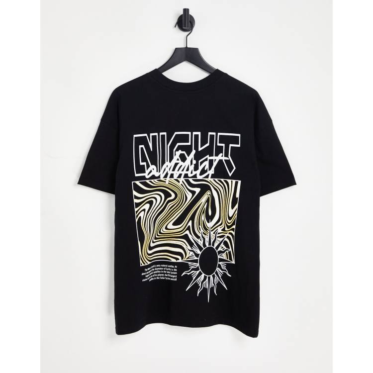 Night Addict chest graphic print t-shirt in black