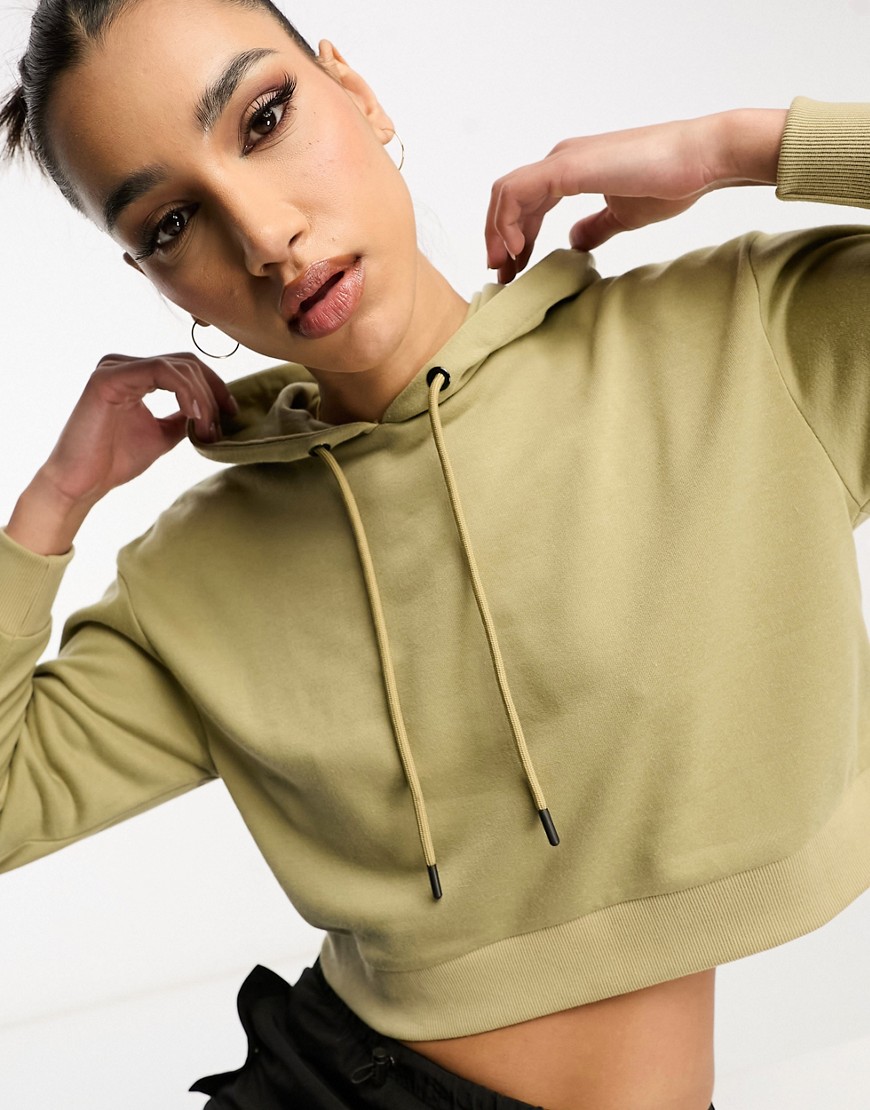 Night Addict cropped hoodie co-ord in sage-Green