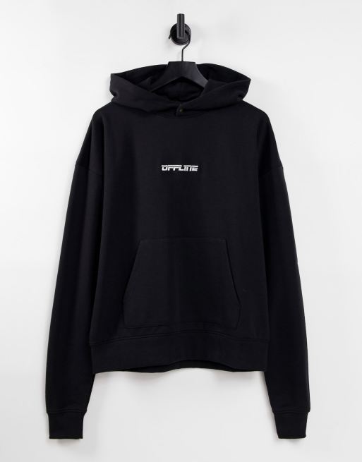 Night Addict – Czarna bluza z kapturem i napisem „Offline”