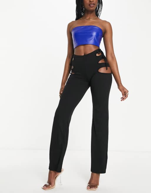Night Addict – Czarne legginsy dzwony z wiązaniem z boku