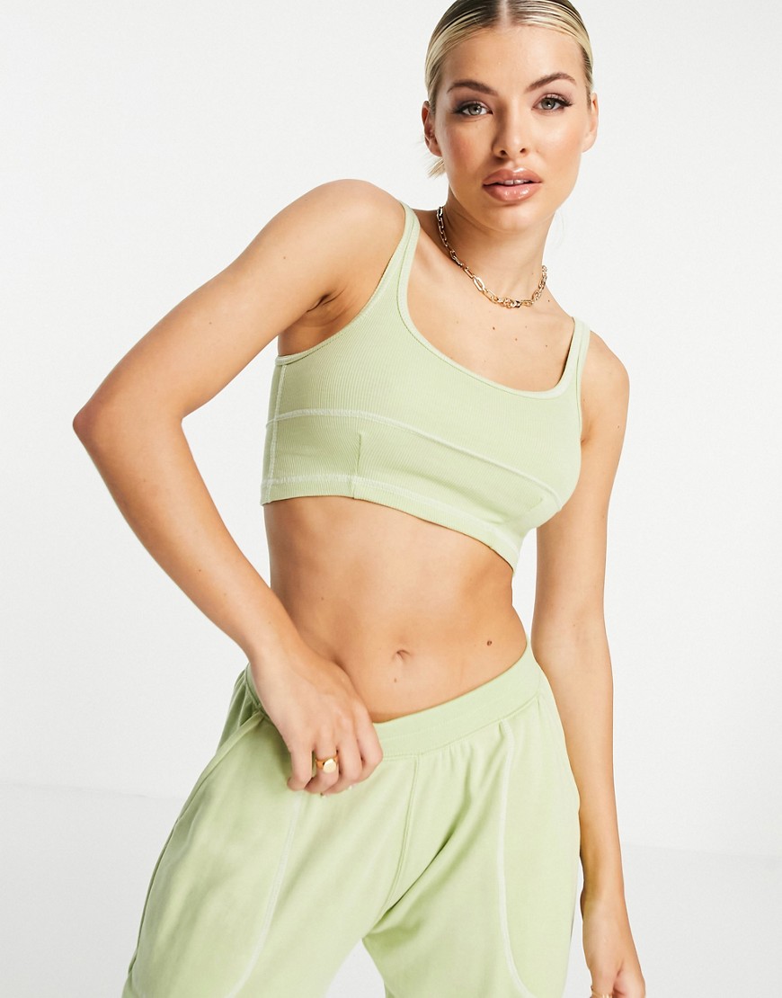 Night Addict exposed seam crop top - part of a set-Green