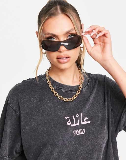 Night Addict - Family - Robe t-shirt oversize - Noir délavé, 3 de 4