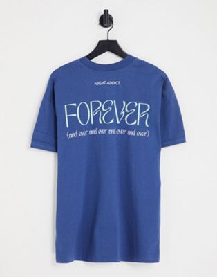 Night Addict forever back print t-shirt in navy