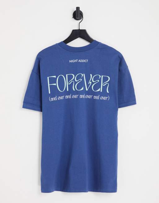 Night Addict forever back print t-shirt in navy