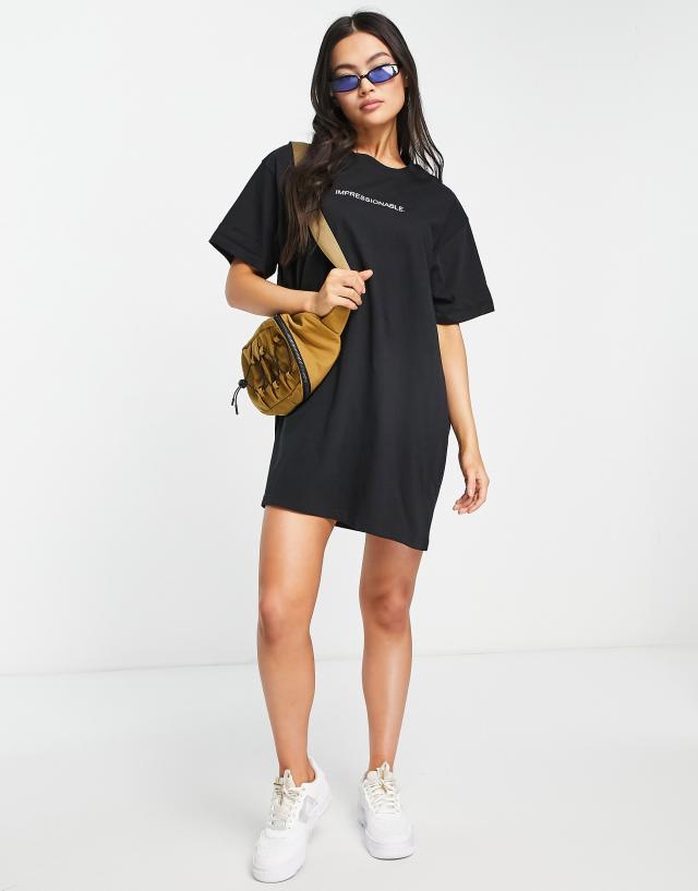 Night Addict impressionable oversized t-shirt dress in black