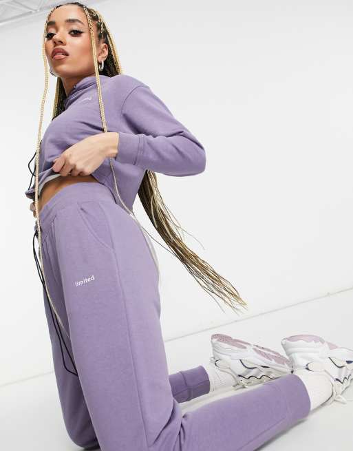 Night Addict - Joggers sportivi a vita alta viola polvere in coordinato