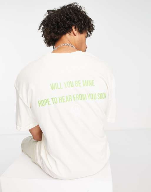 Night Addict –Kremowy T-shirt z nadrukiem logo