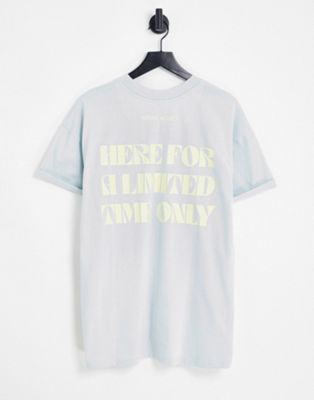Night Addict limited time back print t-shirt in light blue