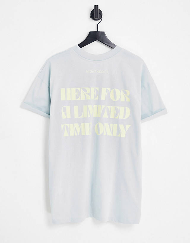 Night Addict - limited time back print t-shirt in light blue