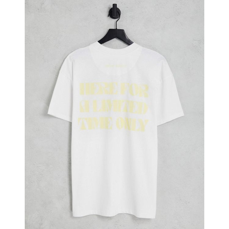 Night Addict happiness over everything back print t-shirt in white