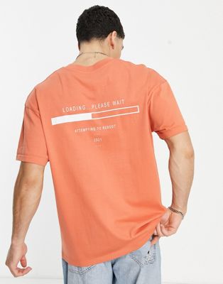 Night Addict loading print oversized fit t-shirt in orange