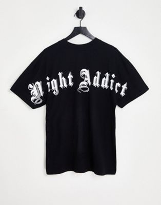 Night Addict logo back printed t-shirt in black