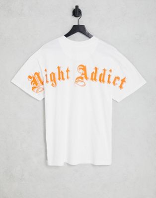 Night Addict logo back printed t-shirt in white