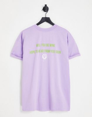Night Addict logo print t-shirt in lilac