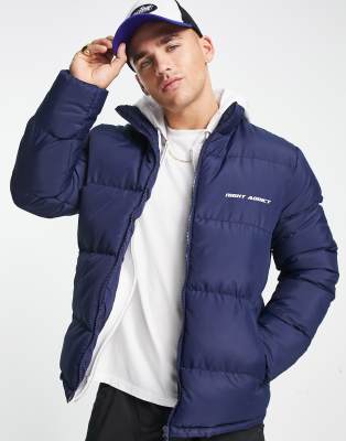 Night Addict logo puffer jacket in navy - ASOS Price Checker
