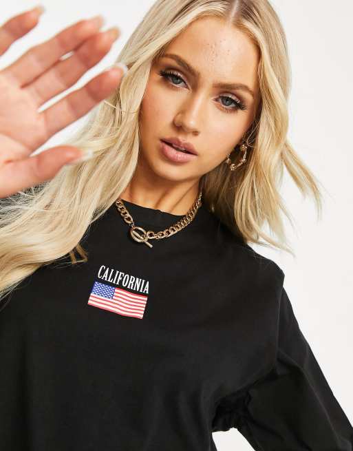 Night Addict long sleeve t-shirt dress in black, 3 of 4