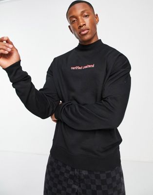 Night Addict mock neck embroidered certified weekend sweatshirt in black