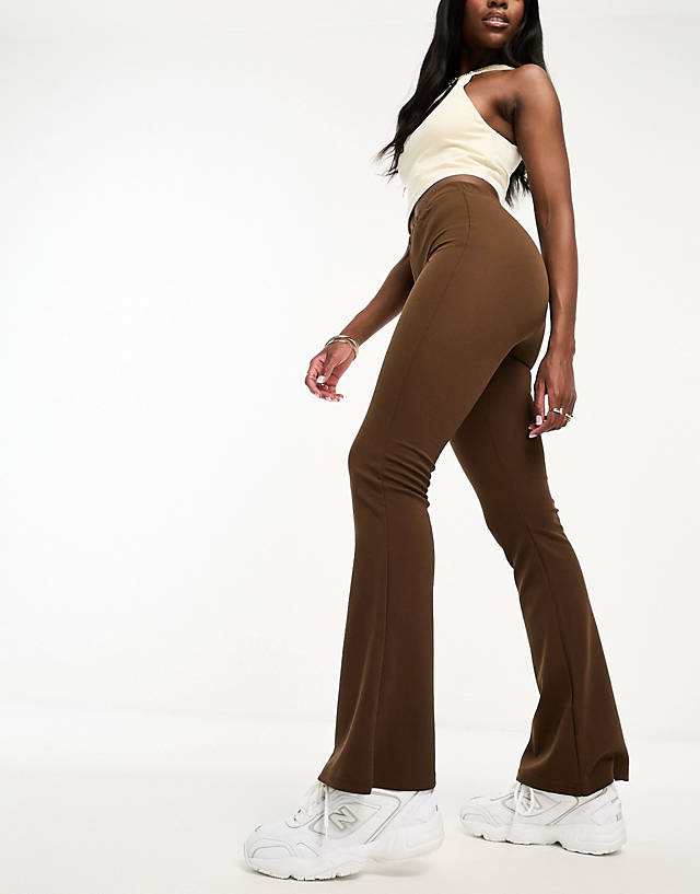Night Addict - namya crepe flared leggings in chocolate brown
