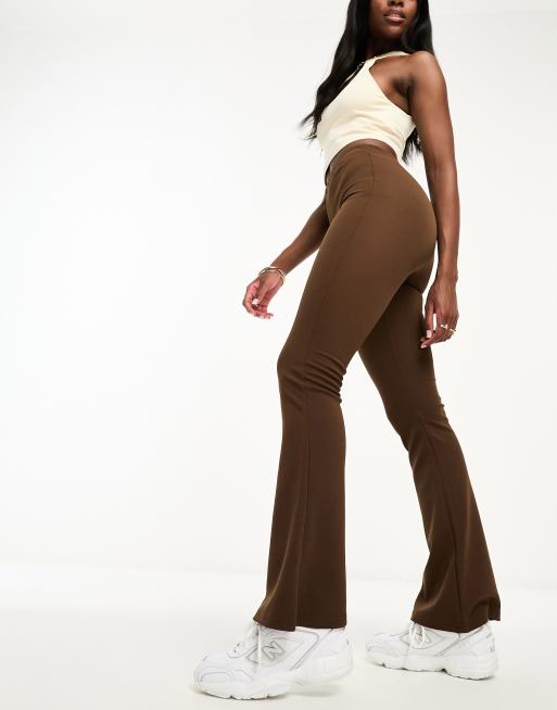 Night Addict namya crepe flared leggings in chocolate brown