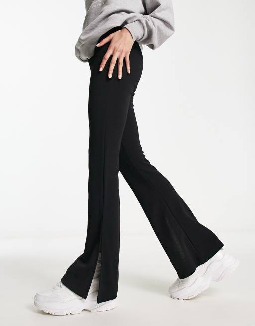 Night Addict Plus namye side split flared leggings in black