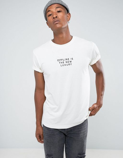 Night Addict Offline Embroidered Slogan T-Shirt