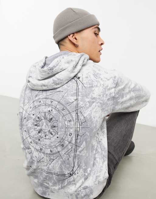 Night Addict - Oversized hoodie met grafische print op de achterkant in tie-dye