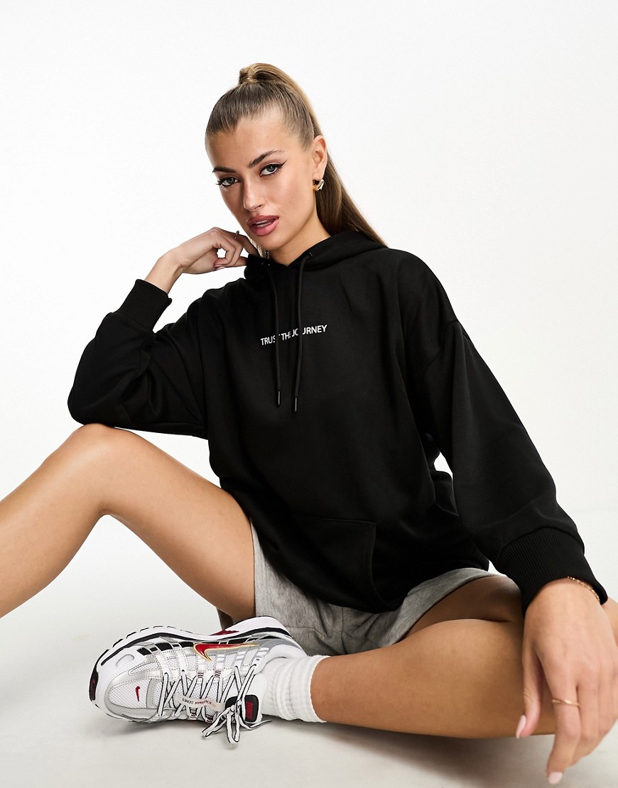 Night Addict oversized hoodie with journey print in black
