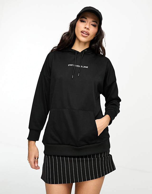 Night Addict - oversized hoodie with lane print in black