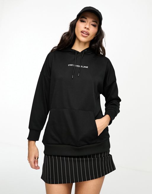 Night Addict oversized hoodie with lane print in black