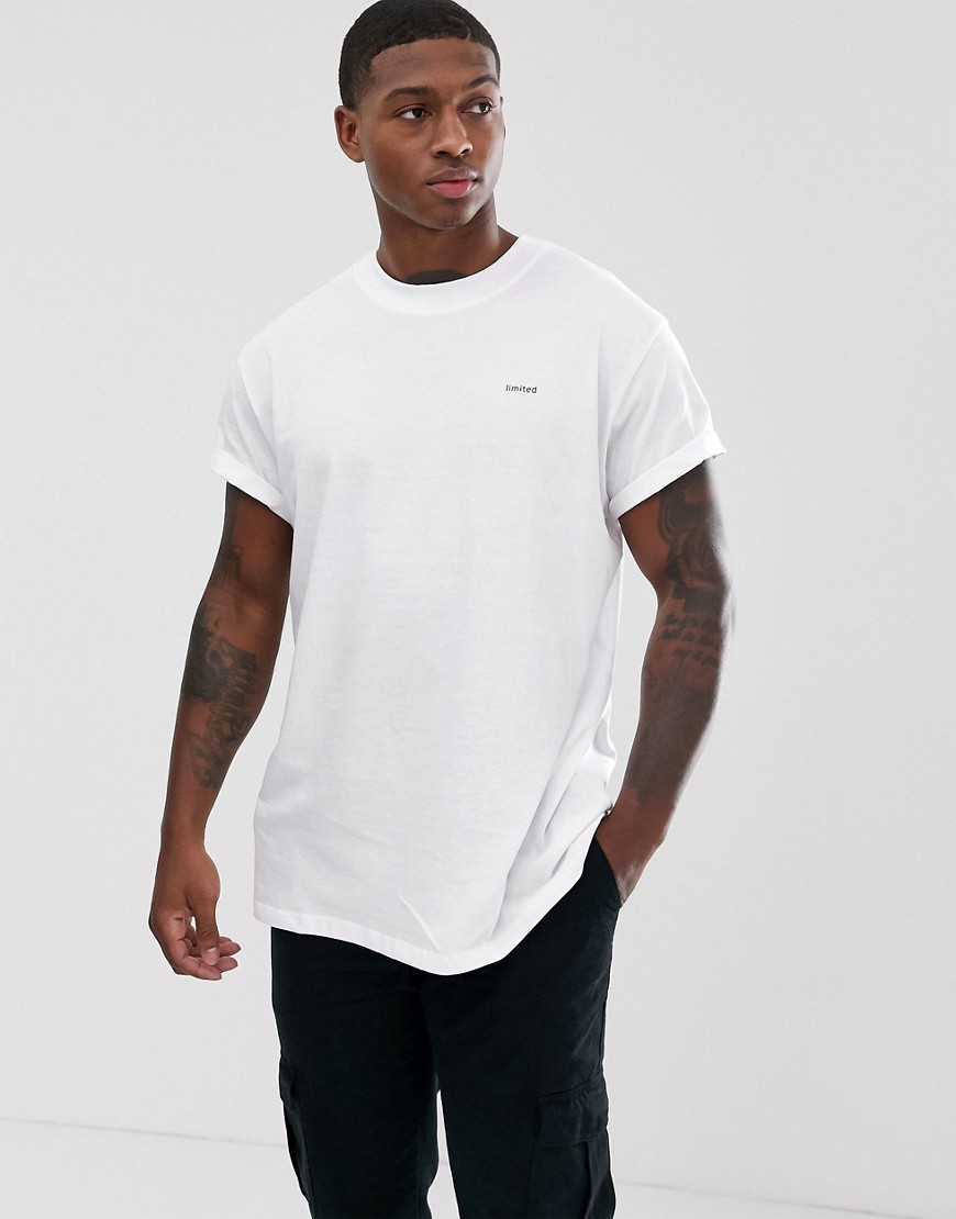 Night Addict Oversized Limited Chest Print T-Shirt-White