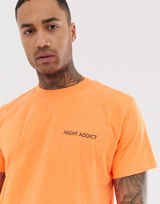 Night Addict unisex oversized neon orange t-shirt