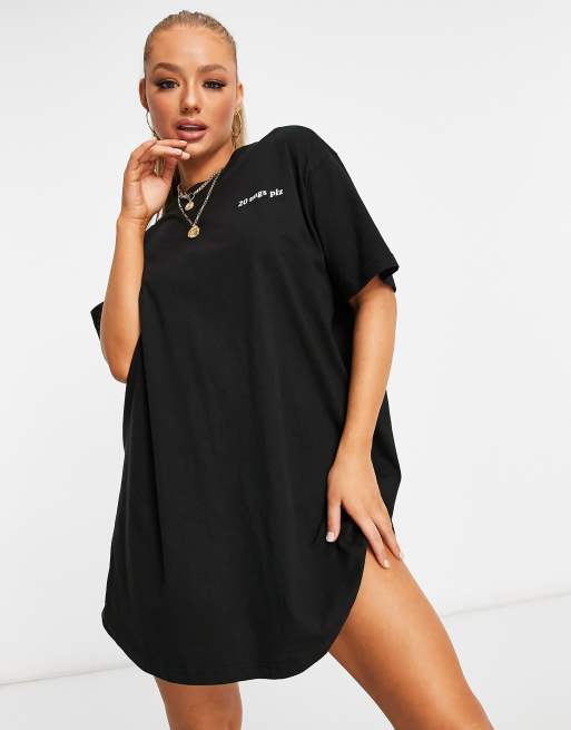 Night Addict oversized slogan t-shirt dress in black