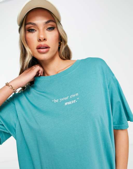 Night Addict Baddie Oversized T-Shirt Dress in Lime-Green - ASOS Outlet