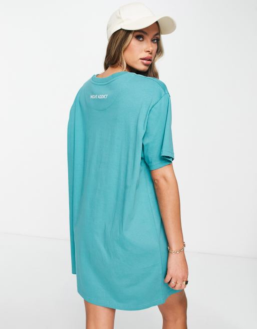 Night Addict Baddie Oversized T-Shirt Dress in Lime-Green - ASOS Outlet