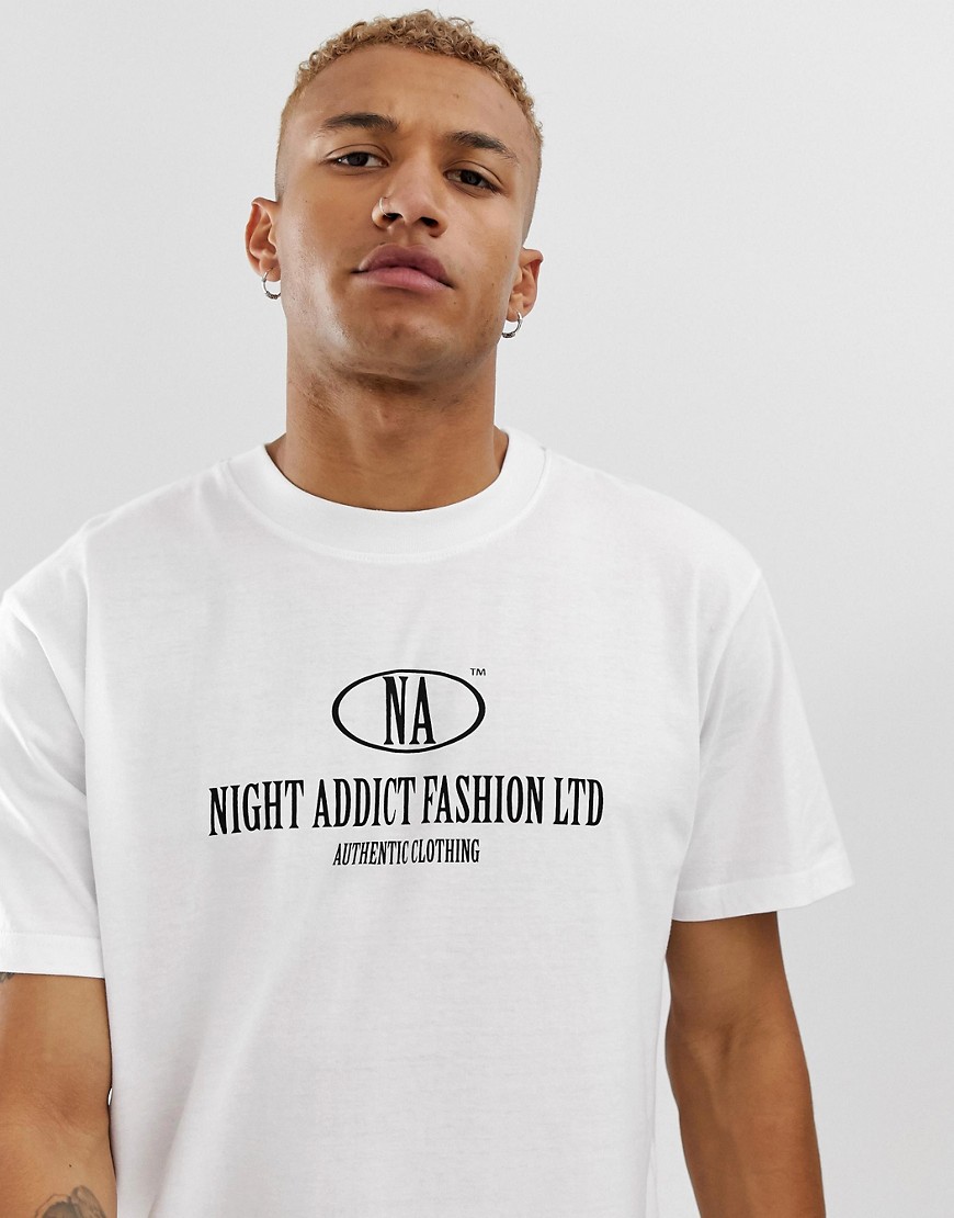 Night Addict - Oversized T-shirt met logo-Wit
