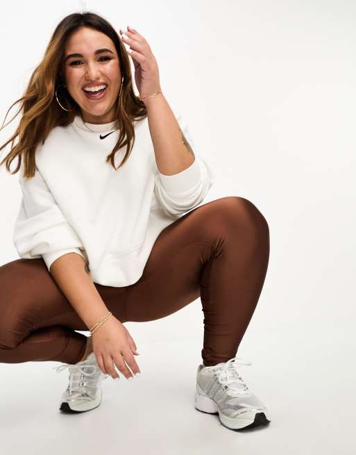 Night Addict Plus high shine leggings in brown | ASOS