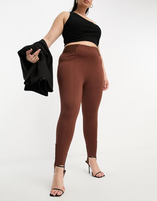 Plus Chocolate Brown Stirrup Leggings