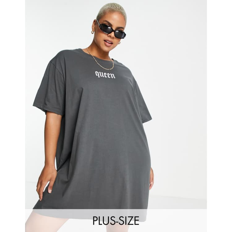 Night Addict Plus queen oversized t-shirt dress in charcoal grey