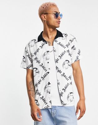 Chemises imprimées Night Addict - Polo d'ensemble à imprimé rétro - Blanc