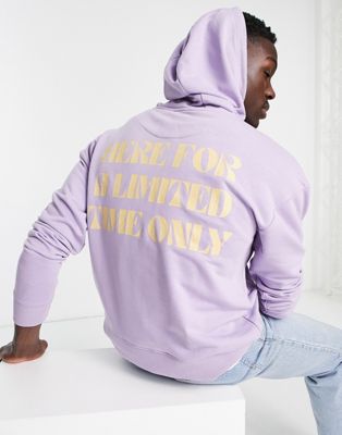 Night Addict back print hoodie in lilac